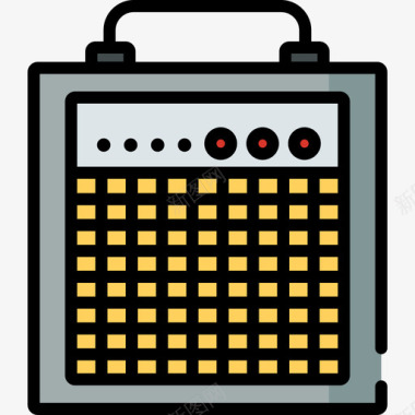 放大器摇滚音乐会线性颜色图标图标
