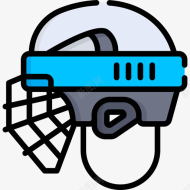 曲棍球头盔曲棍球3线颜色图标图标