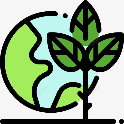 绿色地球生态44线性颜色图标svg_新图网 https://ixintu.com 生态44 线性颜色 绿色地球