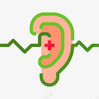 听力保健和医疗11级扁平图标图标