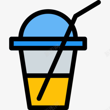 奶昔饮料7线性颜色图标图标