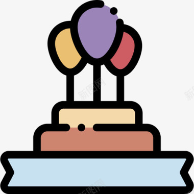 蛋糕生日57线形颜色图标图标