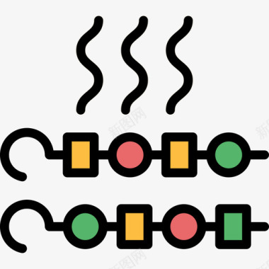 烧烤18岁生日派对线性颜色图标图标
