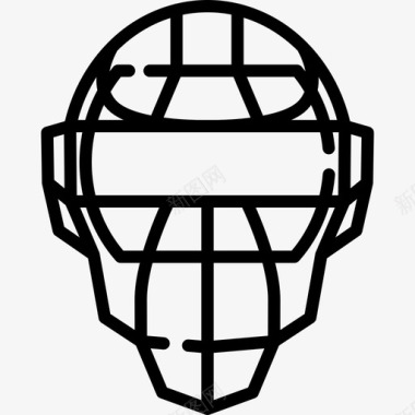 头盔棒球3线状图标图标