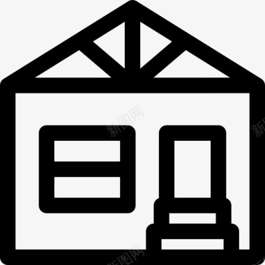 木屋房屋类型9线性图标图标