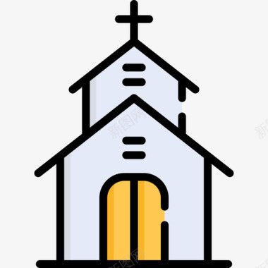 教堂慈善26线性颜色图标图标