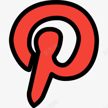 Pinterest社交媒体图标3线性颜色图标