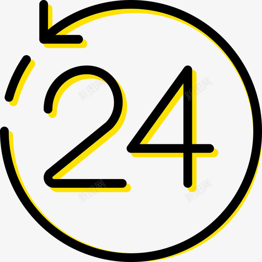 24小时购物42黄色图标svg_新图网 https://ixintu.com 24小时 购物42 黄色