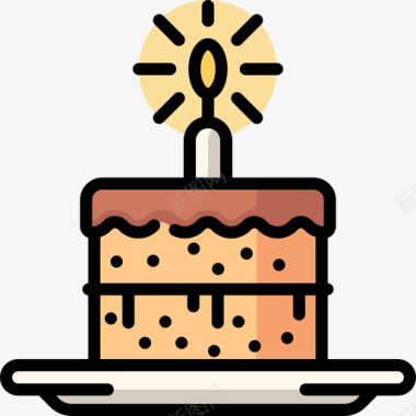 蛋糕55岁生日线性颜色图标图标