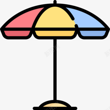 伞夏季8线型颜色图标图标