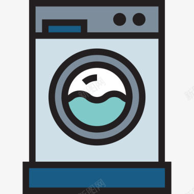 洗衣机87号酒店线性颜色图标图标