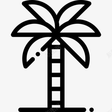 棕榈树热带16线形图标图标