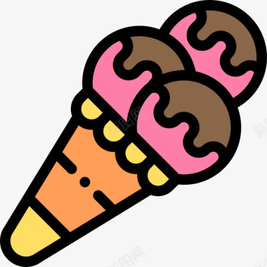 冰淇淋38岁生日线形颜色图标图标