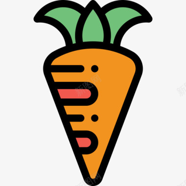 胡萝卜野餐10线性颜色图标图标