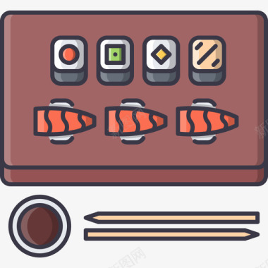 寿司28号餐厅彩色图标图标