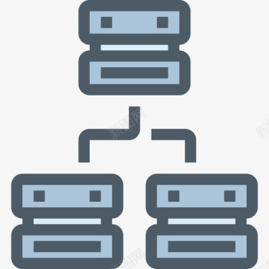 服务器网络和数据库3线性颜色图标图标