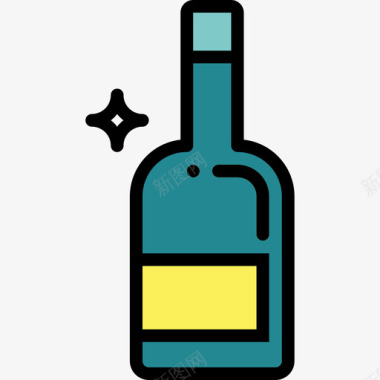 瓶子41号餐厅线性颜色图标图标