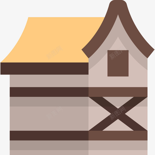 中世纪住宅类型2平房图标svg_新图网 https://ixintu.com 中世纪住宅 平房 类型2