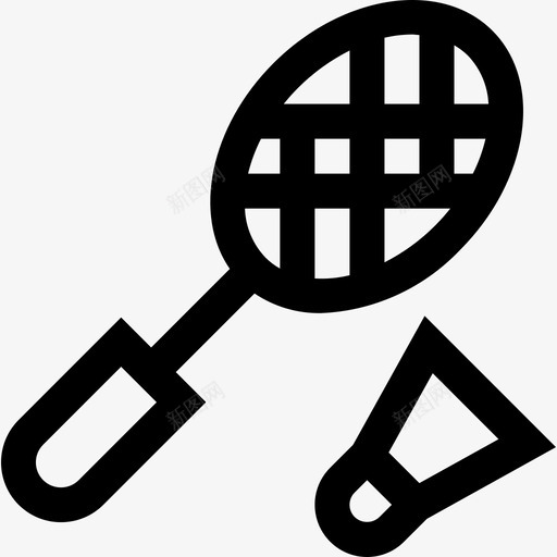 羽毛球运动和游戏直线型图标svg_新图网 https://ixintu.com 直线型 羽毛球 运动和游戏