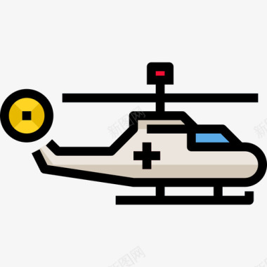 直升机医疗保健10线性颜色图标图标