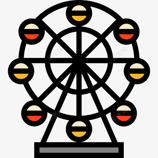 摩天轮马戏团和游乐园线性颜色图标svg_新图网 https://ixintu.com 摩天轮 线性颜色 马戏团和游乐园