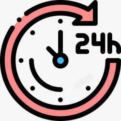 6小时24小时帮助和支持6线性颜色图标高清图片