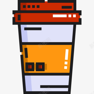 咖啡杯咖啡店56线性颜色图标图标