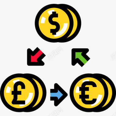 交换商业和金融55线性颜色图标图标