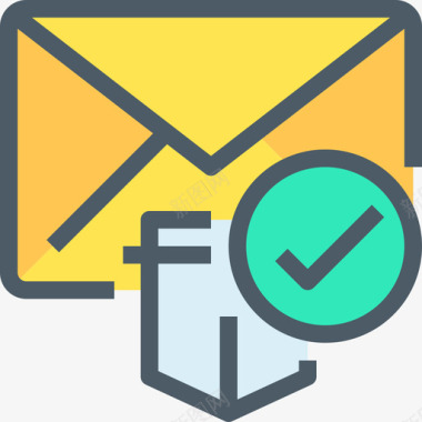 电子邮件网络安全28线颜色图标图标