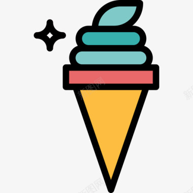 冰淇淋游乐园13线性颜色图标图标