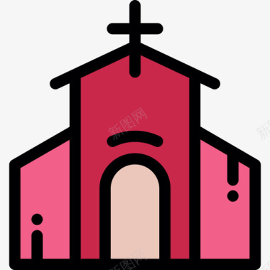 教堂浪漫14线性色彩图标图标