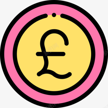英镑货币38线性颜色图标图标