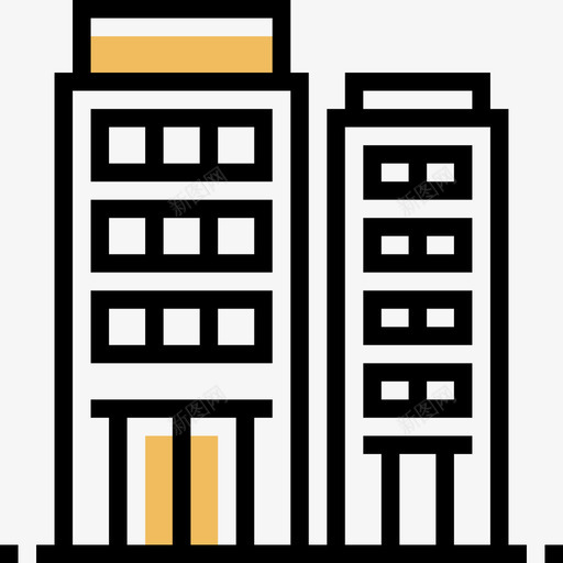 建筑城市元素30黄色阴影图标svg_新图网 https://ixintu.com 城市元素30 建筑 黄色阴影