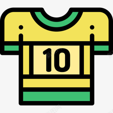 足球运动衫巴西线性颜色图标图标