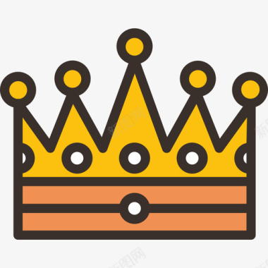 皇冠中世纪9线性颜色图标图标