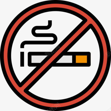 禁止吸烟酒店服务21直线颜色图标图标