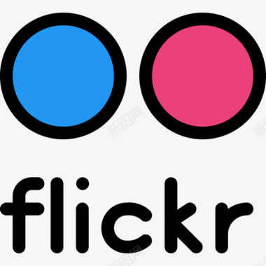 Flickr社交媒体图标3线性颜色图标