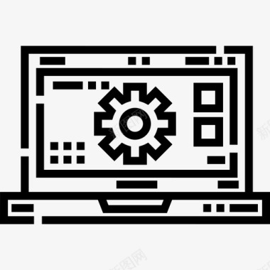 笔记本电脑工程16线性图标图标
