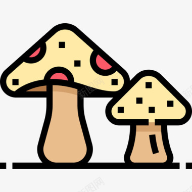 蘑菇蔬菜6线形颜色图标图标