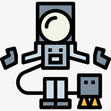 宇航员太空71号线性颜色图标图标