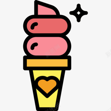 冰淇淋爱情47直线颜色图标图标
