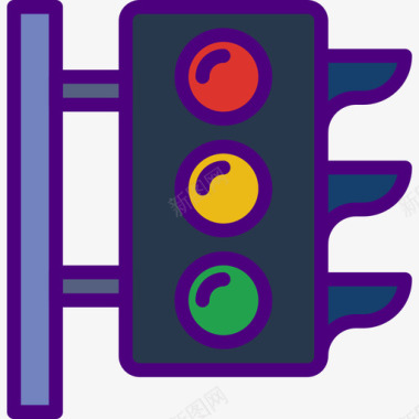 交通灯城市11线形颜色图标图标