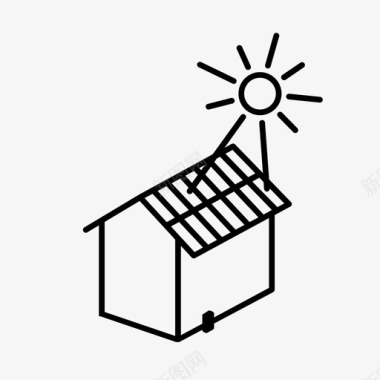 太阳能屋顶板智能住宅图标图标