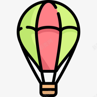 热气球夏季8线性颜色图标图标