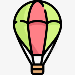 热气热气球夏季8线性颜色图标高清图片