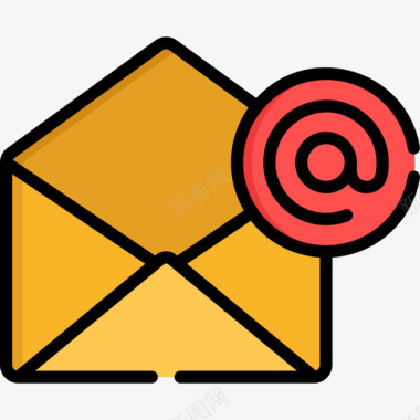 电子邮件电子邮件和消息3线颜色图标图标
