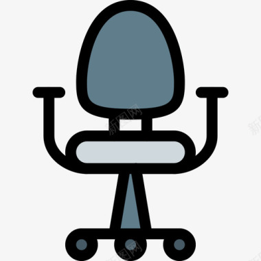 办公椅74号办公室线性颜色图标图标