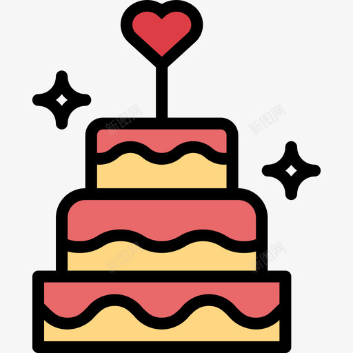 结婚蛋糕爱情47线性颜色图标svg_新图网 https://ixintu.com 爱情47 线性颜色 结婚蛋糕