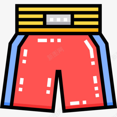 拳击短裤泰国12线性颜色图标图标