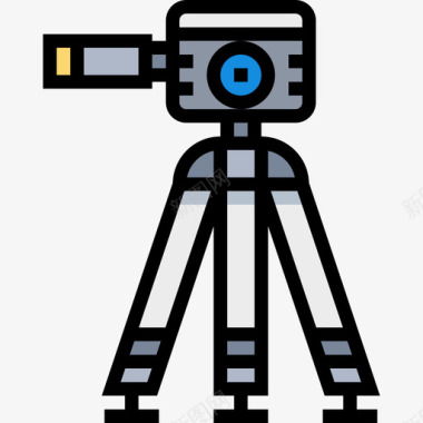三脚架相机和配件线颜色图标图标